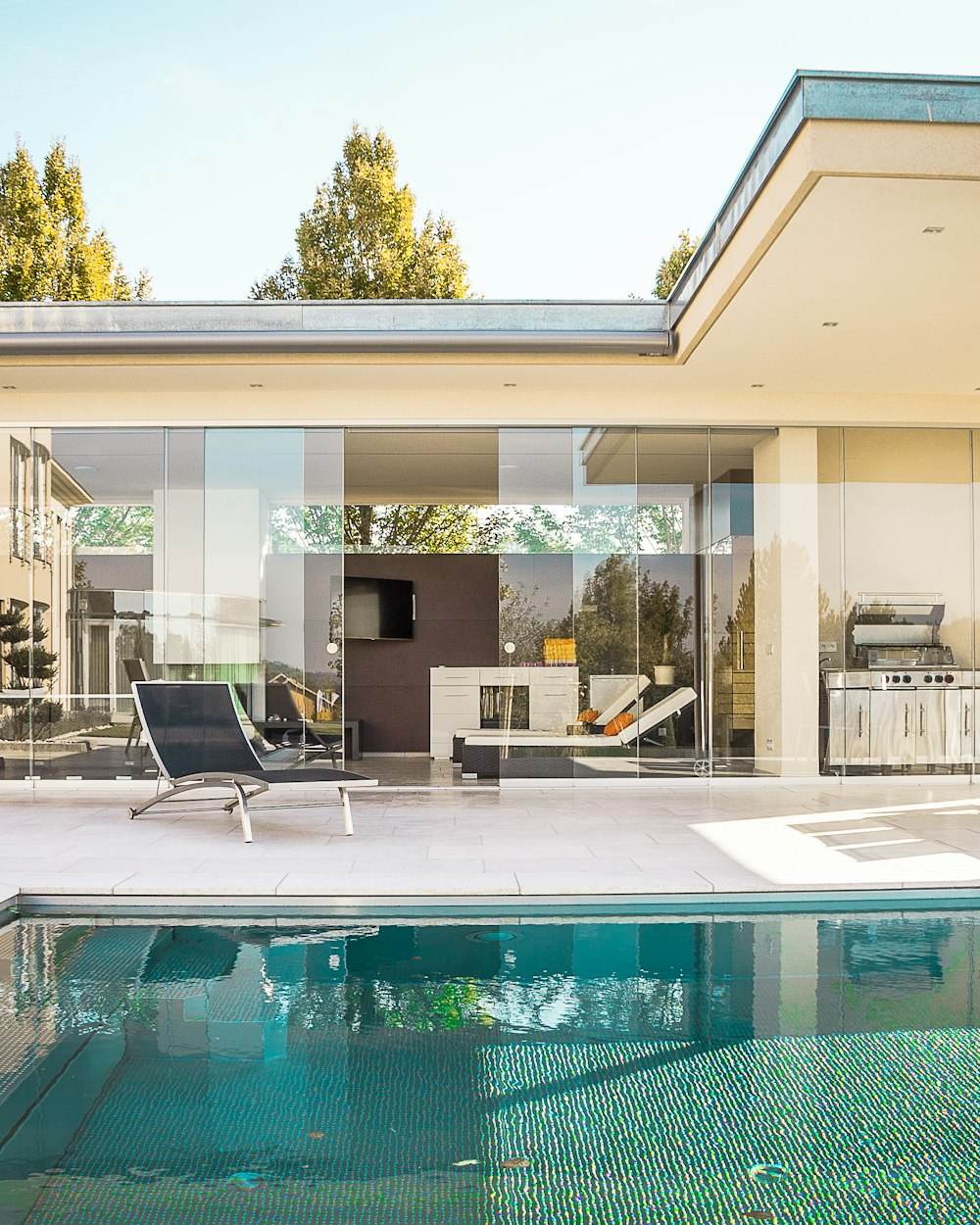 Luxury waterfront home with pool